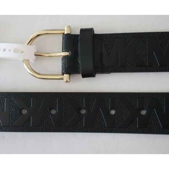 Michael Kors 29556187C 001 Women's Sz S Black Leather Textured MK Logo Belt - Picture 7 of 8